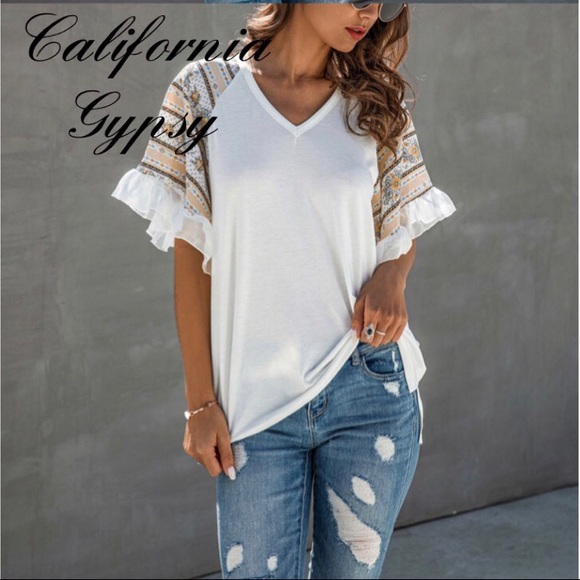 UNBRANDED Tops - LAST ONE Chiffon Flutter Sleeve Blouse